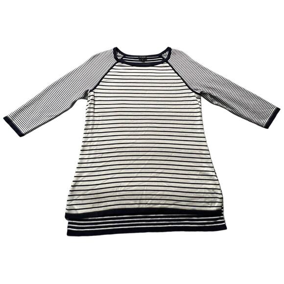Talbots Medium Striped Long Sleeve Knit Top - Dark Blue & White - Picture 7 of 10